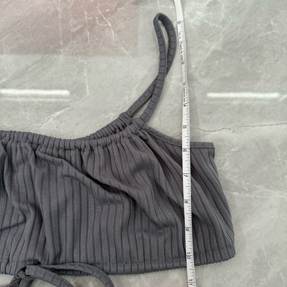Women’s Collusion Bandeau Crop Top Spaghetti Strap Tie Front Size 6 - Picture 13 of 13